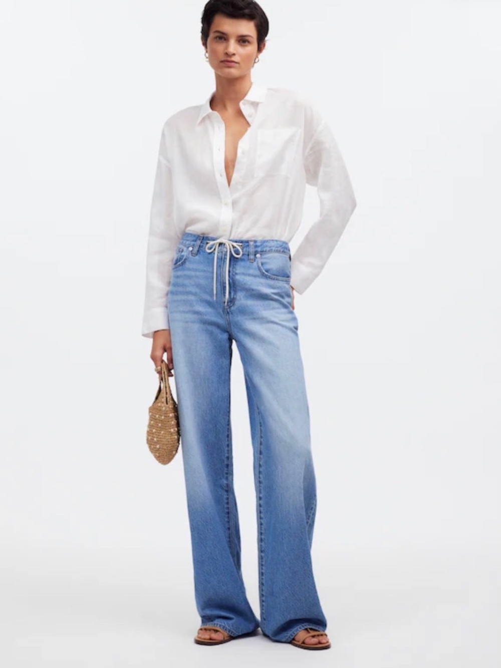 Madewell Superwide-Leg Drawstring Jeans Hambley Wash SZ 25